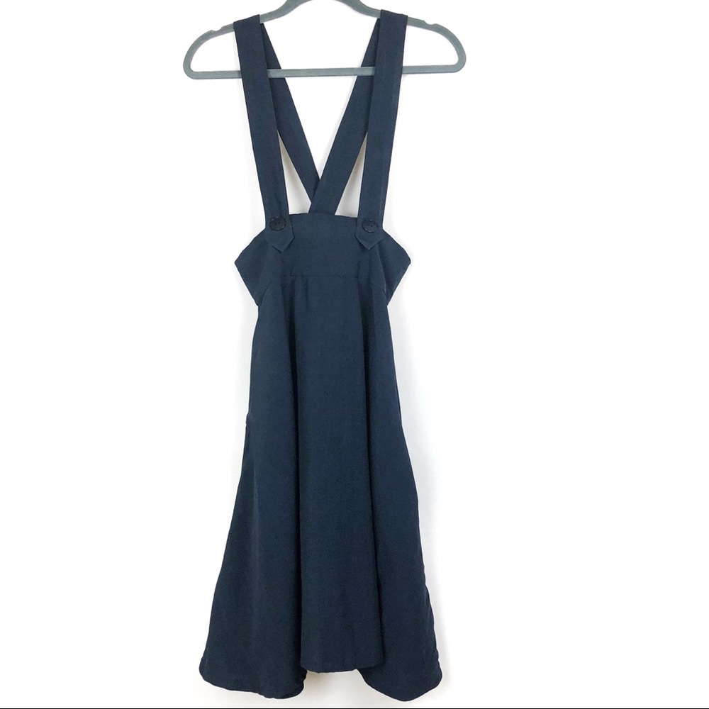 Navy Blue Suspender Skirt W/ Crossback